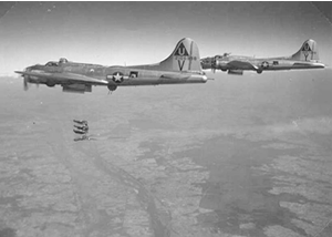 Aircraft of the 749th Squadron of the
457th Bomb Group on a bombing run Aircraft of the 749th Squadron of the 457th Bmob Group on a bombing run